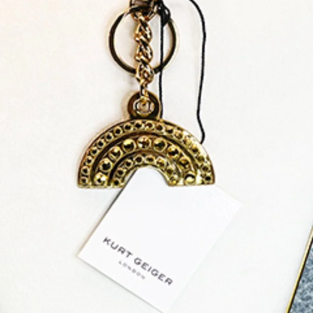 Kurt Geiger ~ London Rainbow Charm Studded Keyring NWT/NIB - Picture 1 of 6